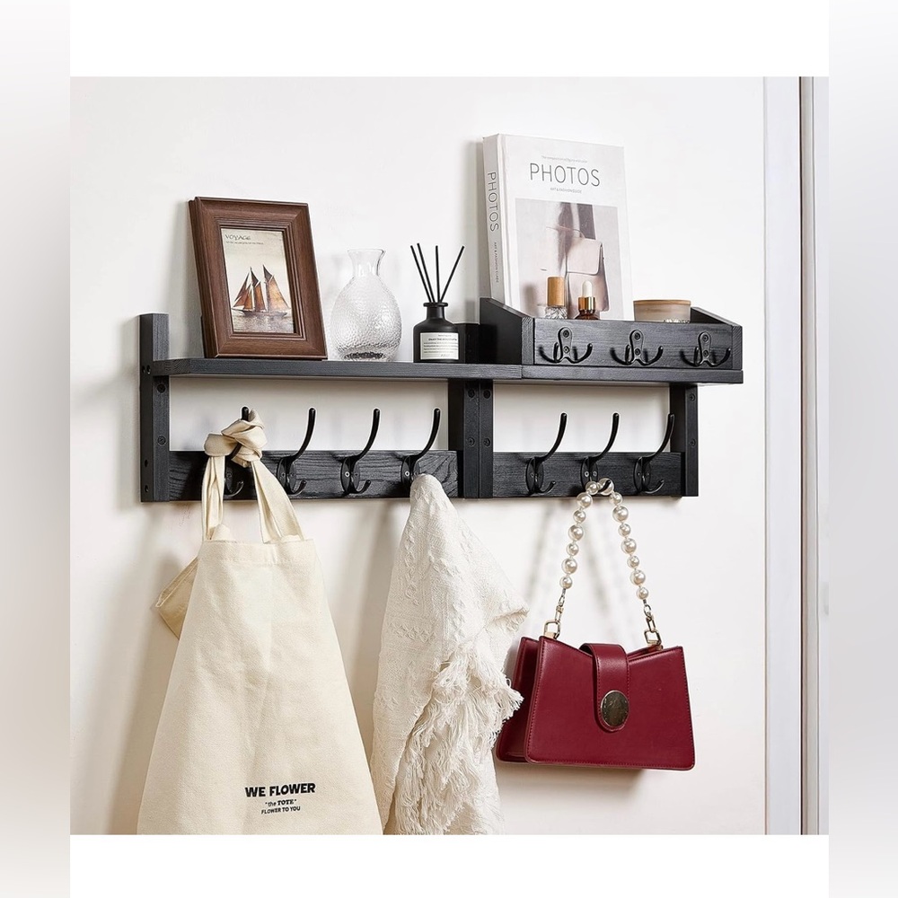 Black Wood 28.9 inch Storage Shelf